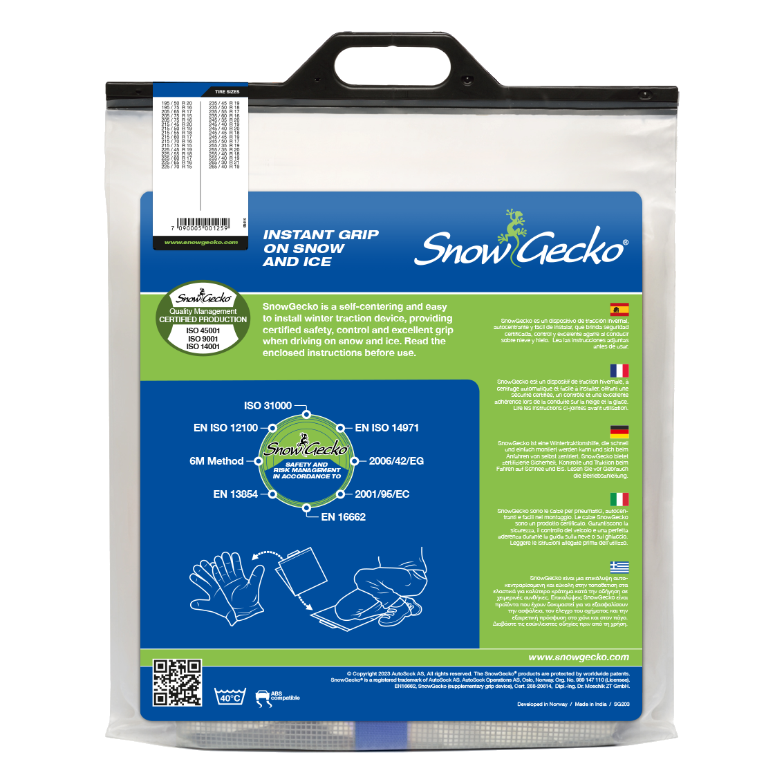 SnowGecko 3XL product packaging back side