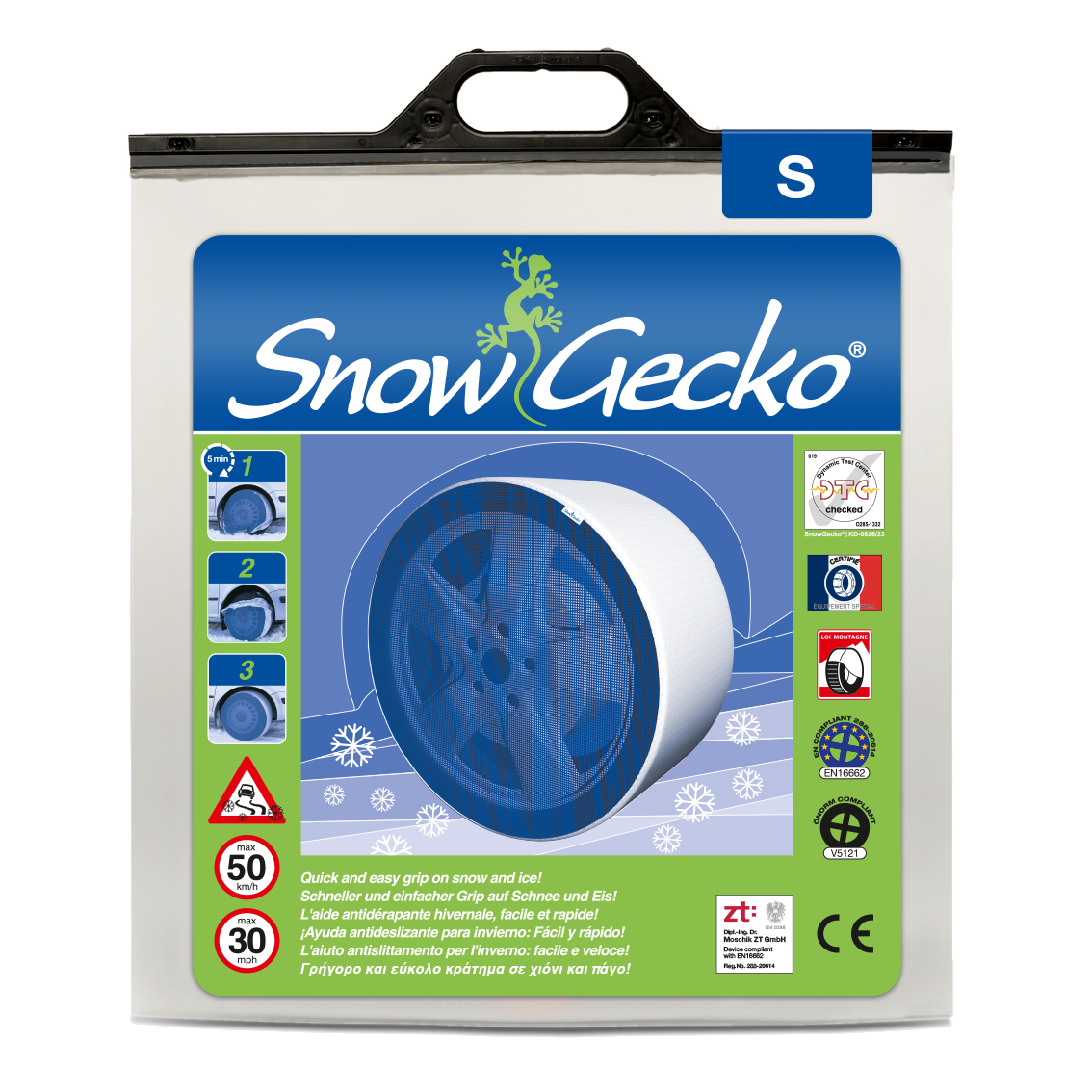 SnowGecko S product packaging front side